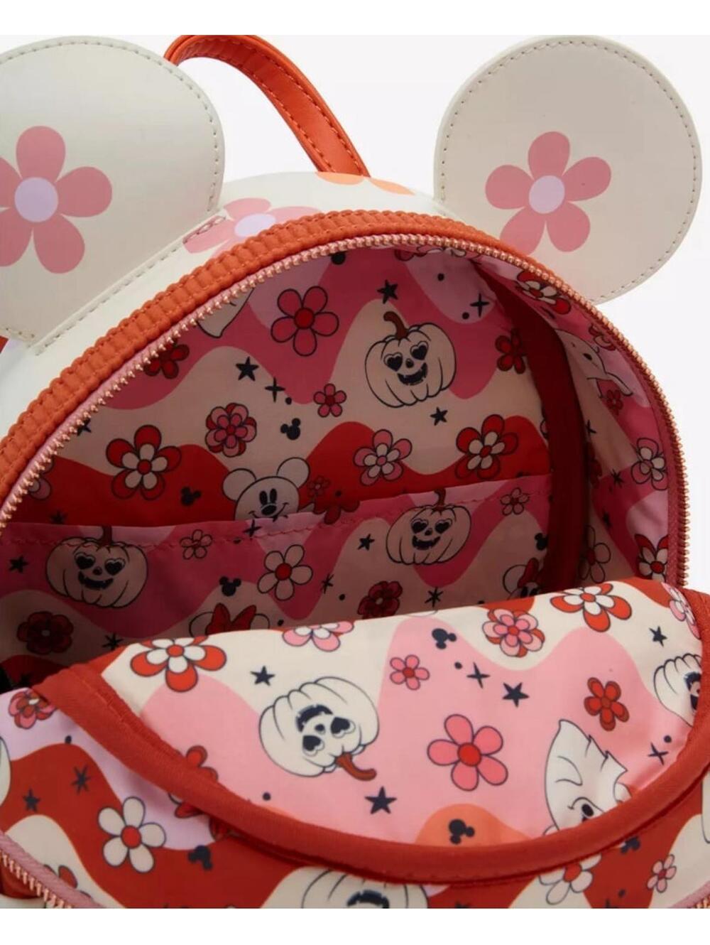 Loungefly Disney Minnie Floral Pumpkin GITD LU Mini Backpack - Picture 6 of 7